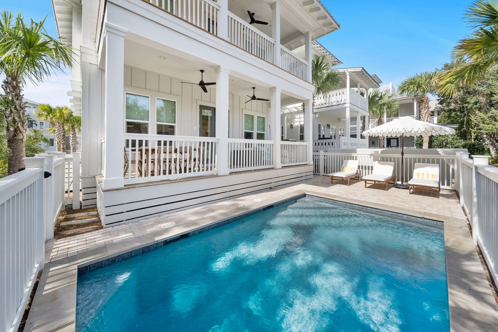 Private pool with lounge chairs.