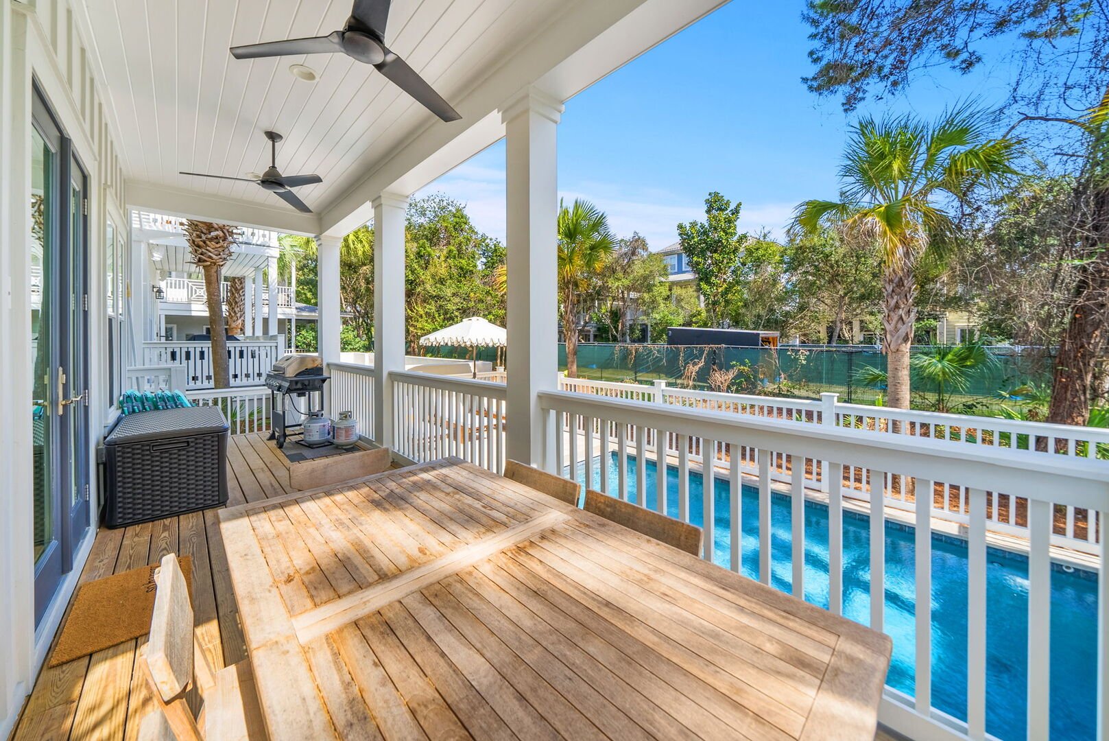 Access to covered porch off the living/kitchen room.