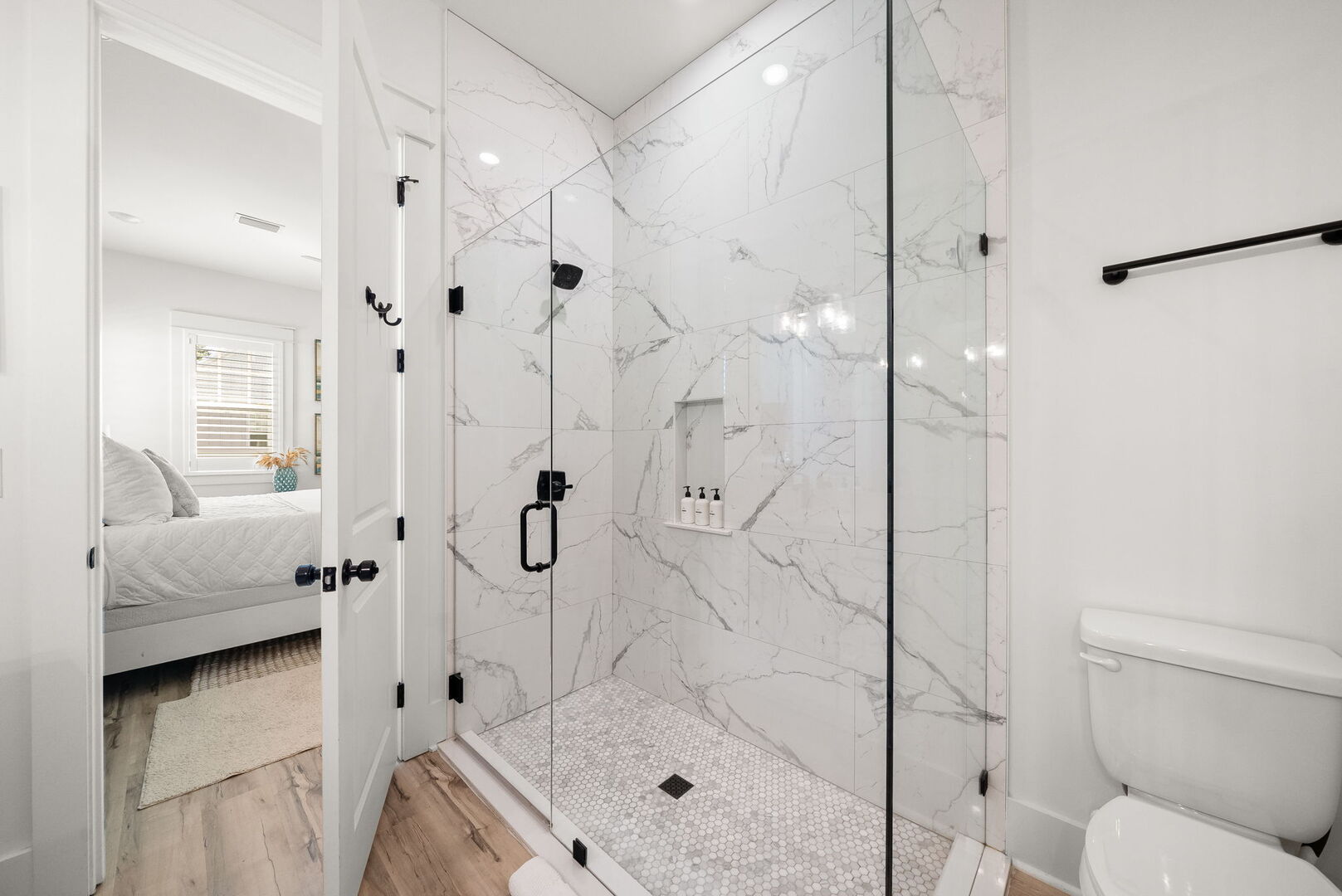 Bathroom features walk-in shower.