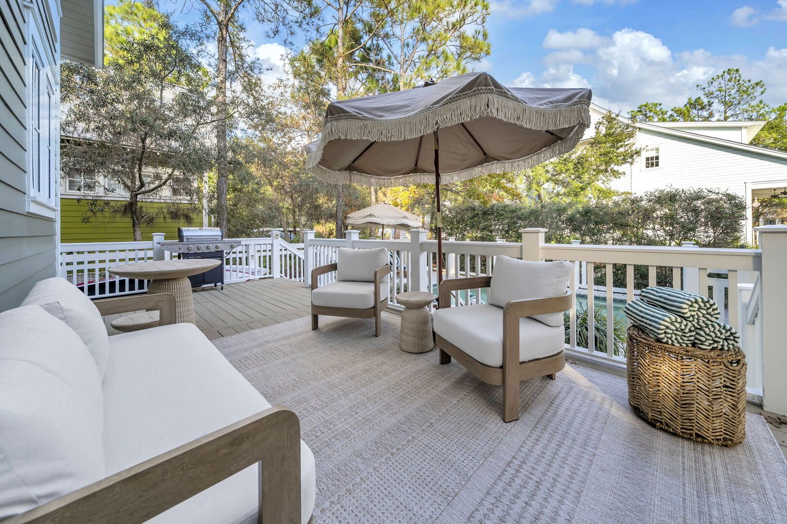 Back patio looks over the private pool.